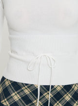 Craving Long Sleeve Tie Detail Top Ivory