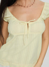 Lainee Babydoll Tie Up Top Yellow