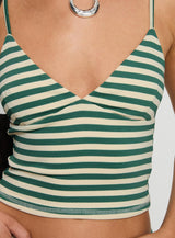 Miztaray Cami Top Green / Cream Stripe
