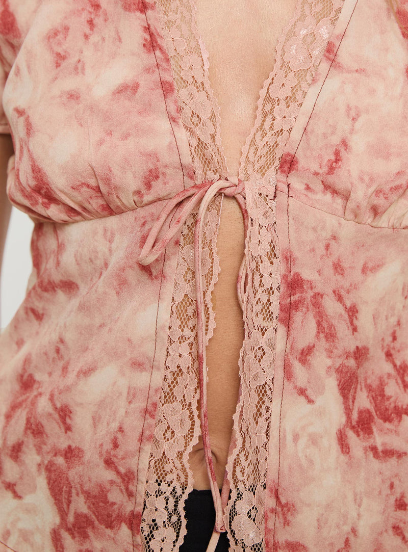 Hunton Short Sleeve Top Pink Floral