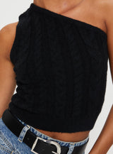 Kateri One Shoulder Top Black