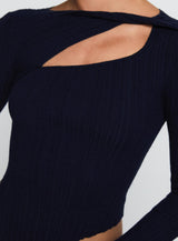Ellara Long Sleeve Top Blue