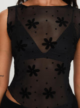 Avelaine Mesh Top Black