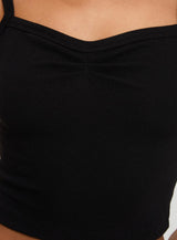 Essentials Ruched Rib Cami Top Black