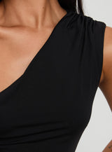 Vulnerable One Shoulder Top Black
