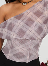 Amabelle Corset Draped Top Multi Plaid