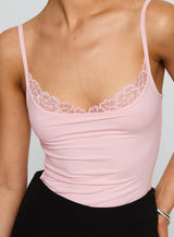 Aetherial Lace Detail Bodysuit Pink