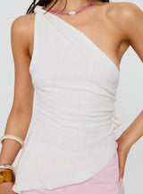 Dominikah One Shoulder Tie Top White