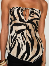 I Wonder Strapless Cut Out Top Tiger