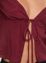 Chantria Long Sleeve Halter Top Burgundy