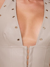 Palladia Faux Leather Jordy Corset Taupe