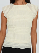 Talyn Cap Sleeve Frill Top Cream