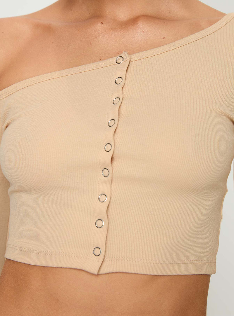 Hisie One Shoulder Top Beige