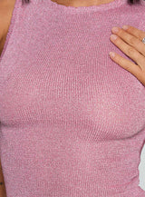 No Pretending Top Pink Glitter