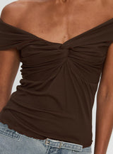Suspiria Twist Off Shoulder Top Chocolate