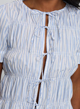 Alistair Bow Tie Top Blue / White Stripe