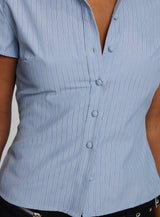 Lift Off Button Up Top Blue
