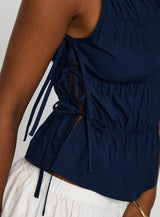 Endless Summers Tie Side Top Navy
