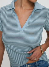 Ralphy Collared Top Blue Stripe