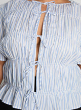 Alistair Bow Tie Top Blue / White Stripe Curve