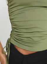 Brekky One Shoulder Top Green