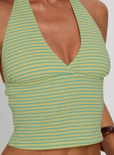 Whimsy Halter Top Yellow Stripe