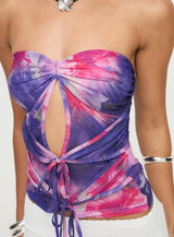 Moorey Strapless Top Purple Multi