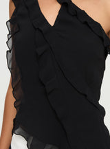 Timmie One Shoulder Top Black