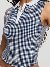 Tisuka Top Navy Check