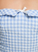 Carmino Strapless Top Blue Check