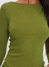 I Know You Backless Long Sleeve Top Green