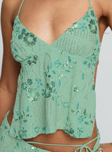 What A Coincidence Beaded Top Teal