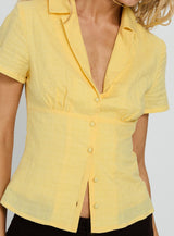 Delyla Button Up Top Yellow