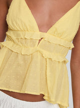 Blondelle Frill Detail Top Yellow