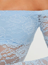 Weaver Off Shoulder Lace Bodysuit Blue