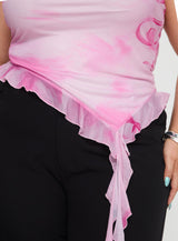 Travessa Asymmetric Tube Top Pink Curve