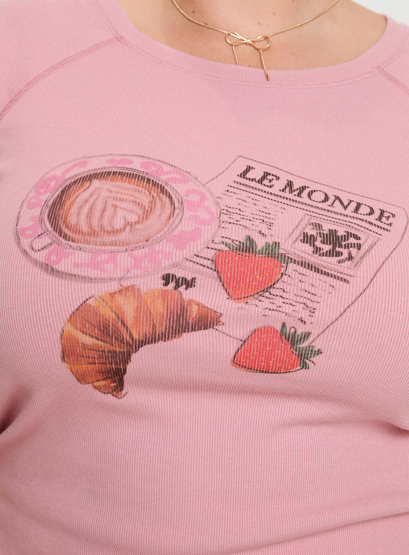 Breakfast Buffet Sleep Tee Pink Curve