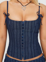 Charismatic Denim Corset Dark Pinstripe