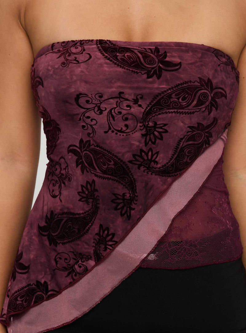 Lourde Strapless Top Wine
