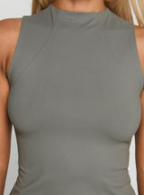 Healing Energy Funnel Neck Top Grey