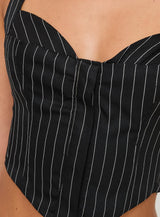 Kimia Top Black / White Pinstripe
