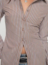 Run The World Top Brown Stripe