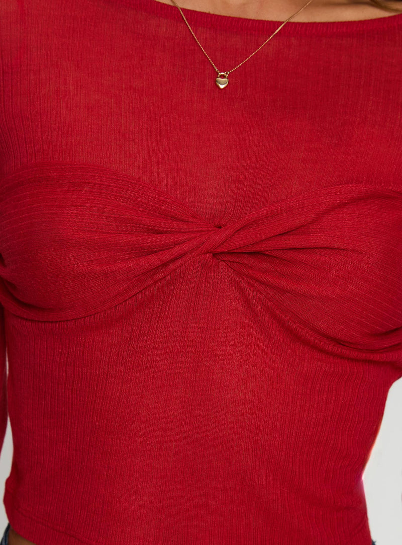 November Long Sleeve Top Red