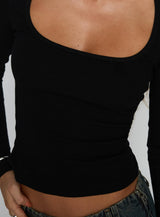 Baseline Rib Long Sleeve Top Black