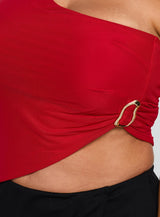 Machiatto One Shoulder Top Red Curve