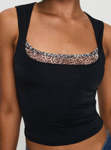 Xandi Top Black Leopard