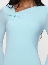 Glorious Look Twist Detail Bodysuit Blue