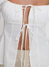 Lilibette Tie Up Long Sleeve Top White
