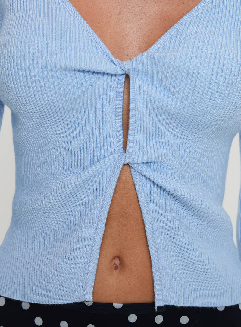Ophira Twist Detail Long Sleeve Top Blue