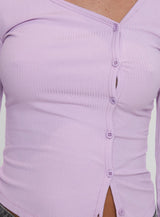 Sadira Long Sleeve Button Up Top Lilac